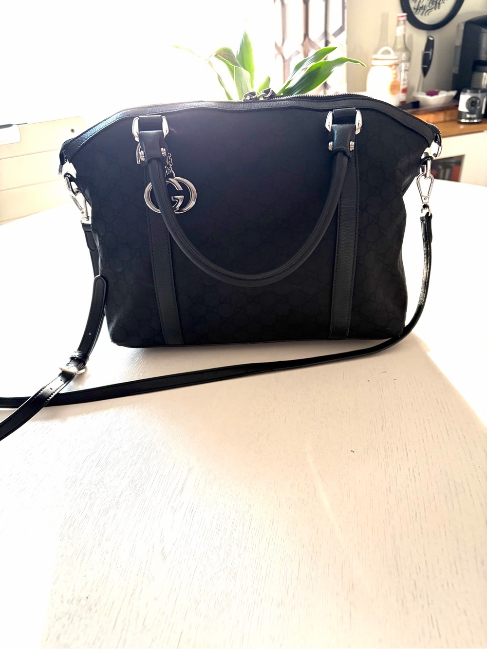 Gucci Black GG Charm Dome Satchel featuring silver-tone hardware - Picture 1 of 15